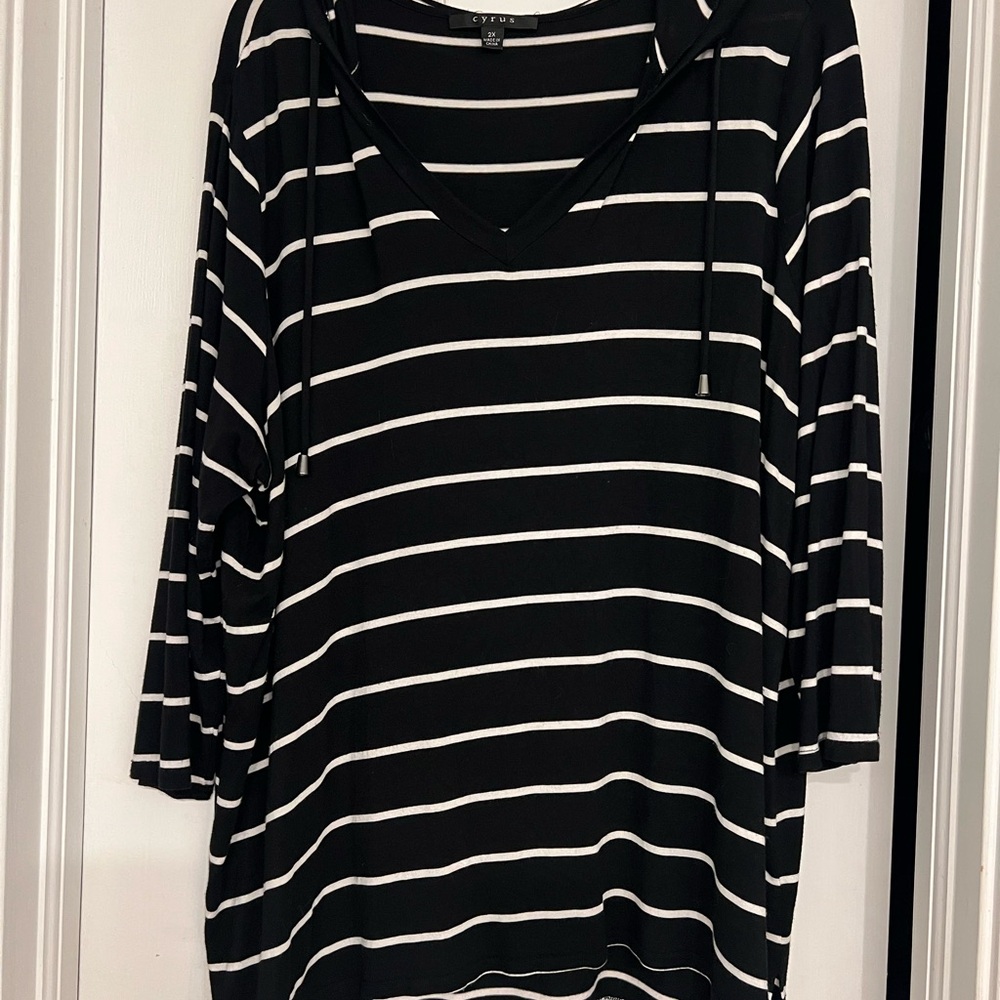 Cyrus Black and White Striped Hoodie